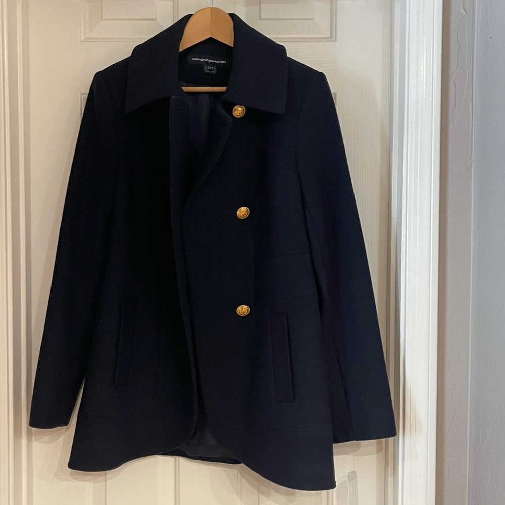 Brand new navy blue wool winter coat